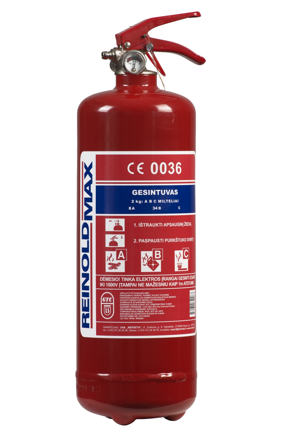 Dry Powder Fire Extinguisher 2 kg - Merseta